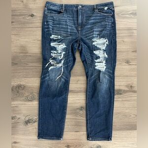 American Eagle Outfitters Women's Ripped Dark Blue Skinny Jeans